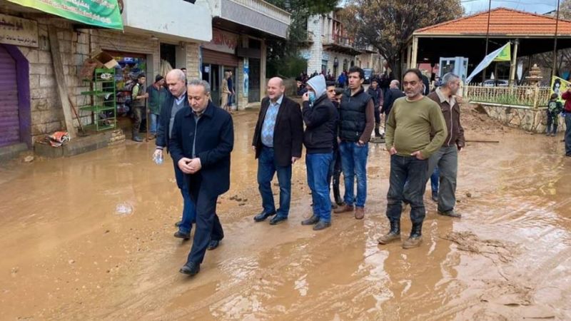 حزب الله تفقد أضرار فيضان نهر جنتا ويحفوفا بقاعا