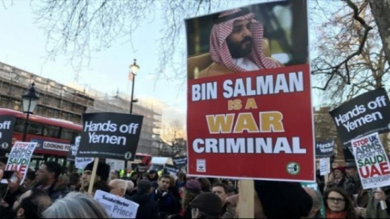 أكبر تظاهرة في لندن تُندّد بجرائم العدوان السعودي على اليمن