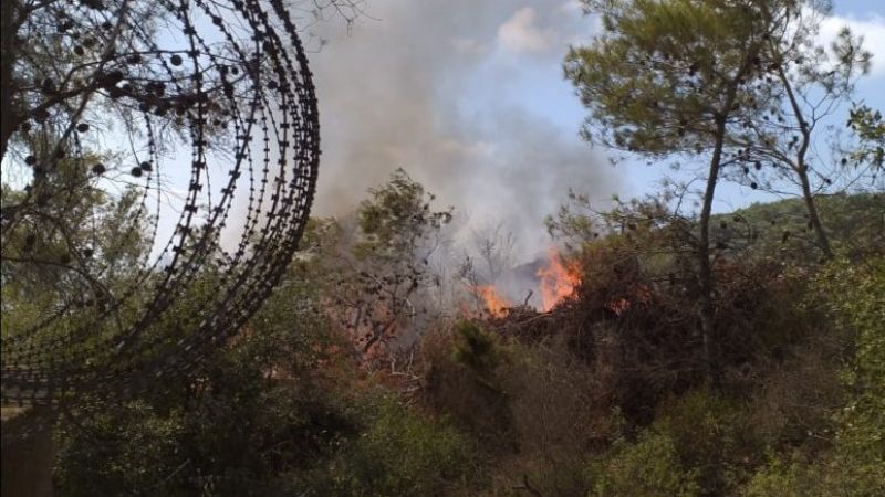 بالصور: العدو الصهيوني يحرق أكثر من 40 دونمًا في أحراش اللبونة 