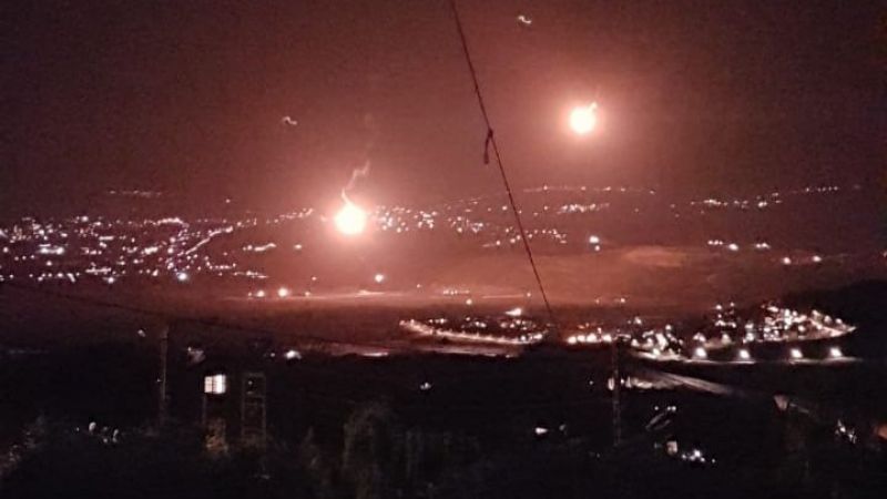 سقوط 7  قذائف ضوئية أطلقها العدو "الإسرائيلي" في سهل الخيام - كفركلا 