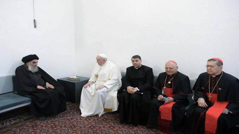 الاضطهاد حول العالم ولا سيّما في فلسطين المحتلة محور لقاء السيد السيستاني وبابا الفاتيكان