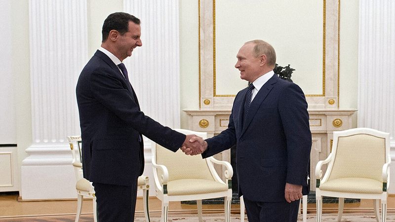 في الذكرى الـ80 للعلاقات الدبلوماسية بين بلديهما.. بوتين والأسد يتبادلان التهاني&nbsp;