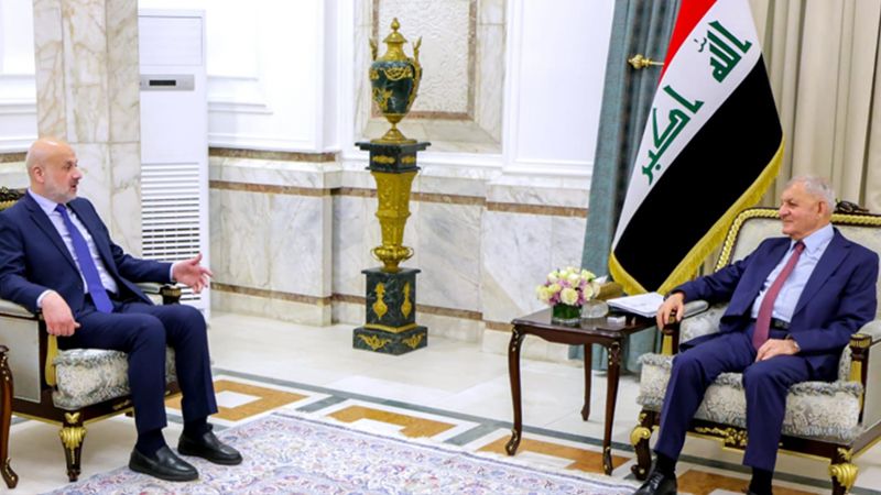 الرئيس العراقي يستقبل وزير الداخلية اللبنانية: لتوحيد الموقف الدولي حتى وقف العدوان على غزة