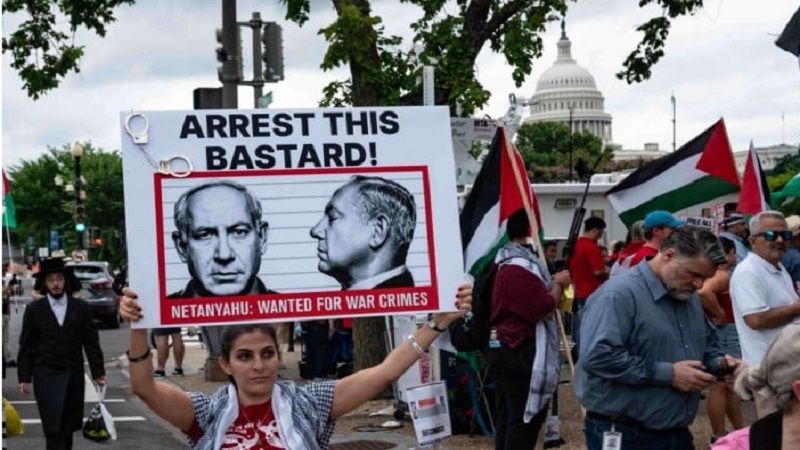 احتجاجات واسعة في محيط الكونغرس الأميركي بالتزامن مع خطاب نتنياهو