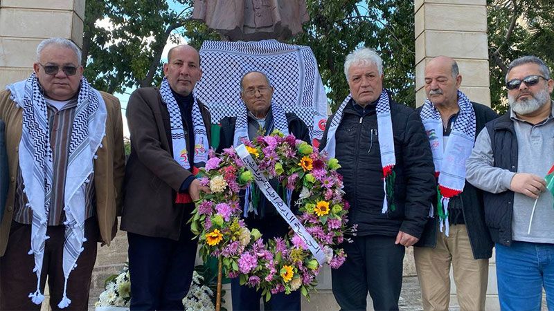 لبنان| زهور وكوفية وعلم فلسطين تحية من الجبهة الديمقراطية للشهيد معروف سعد بالذكرى الخمسين لاستشهاده